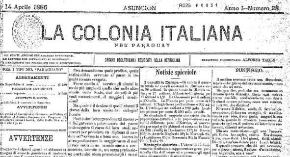 "La Colonia Italiana", el periódico de los italianos en Paraguay